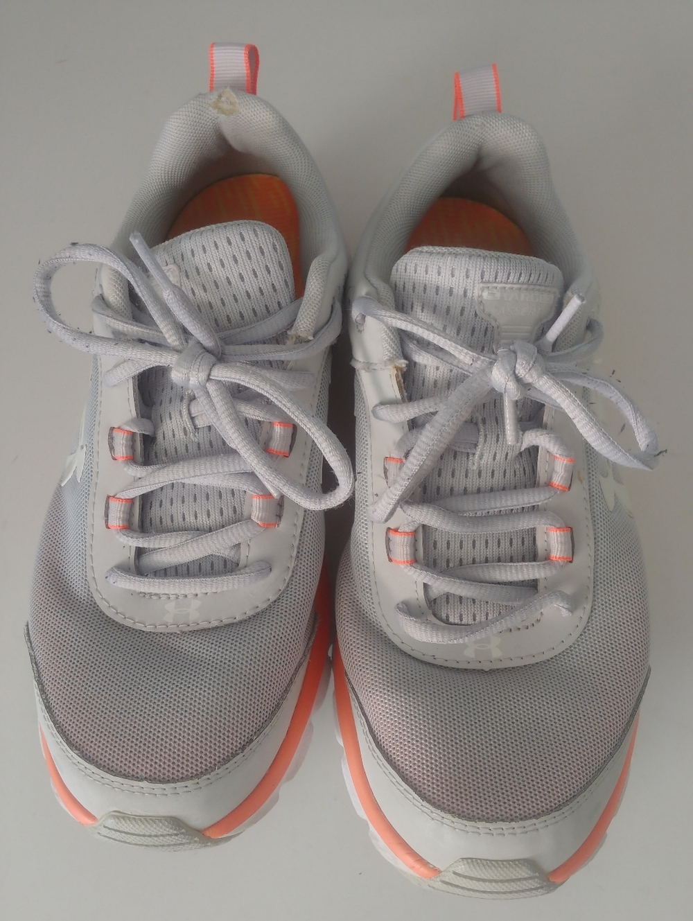 Under Armour Gray Athletic Sneakers with Coral Accents Size 8